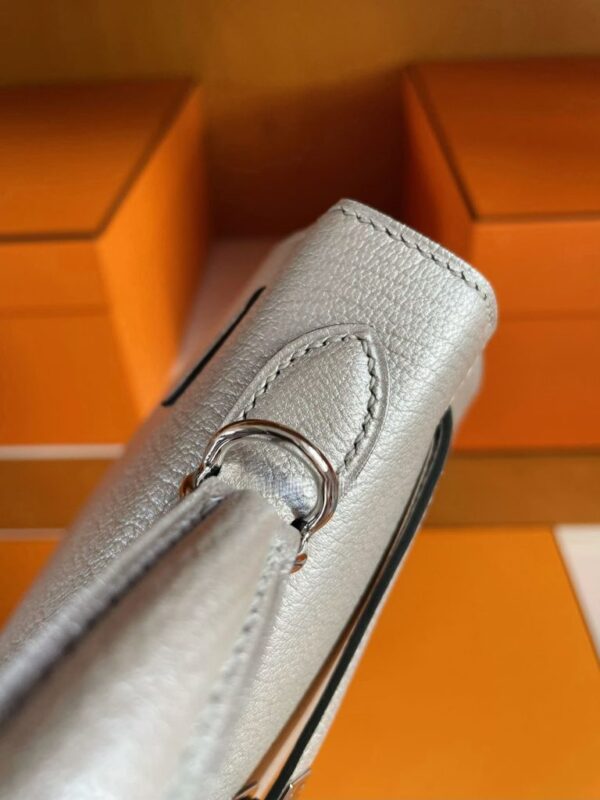 H Factory Bags Kelly Chever Leather Ck10 Cream White Silver Hardware 25cm Full Handmade Phw