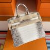 H Factory Bags Birkin Matte Crocodile Leather Himalaya Silver Hardware 25cm Full Handmade Phw