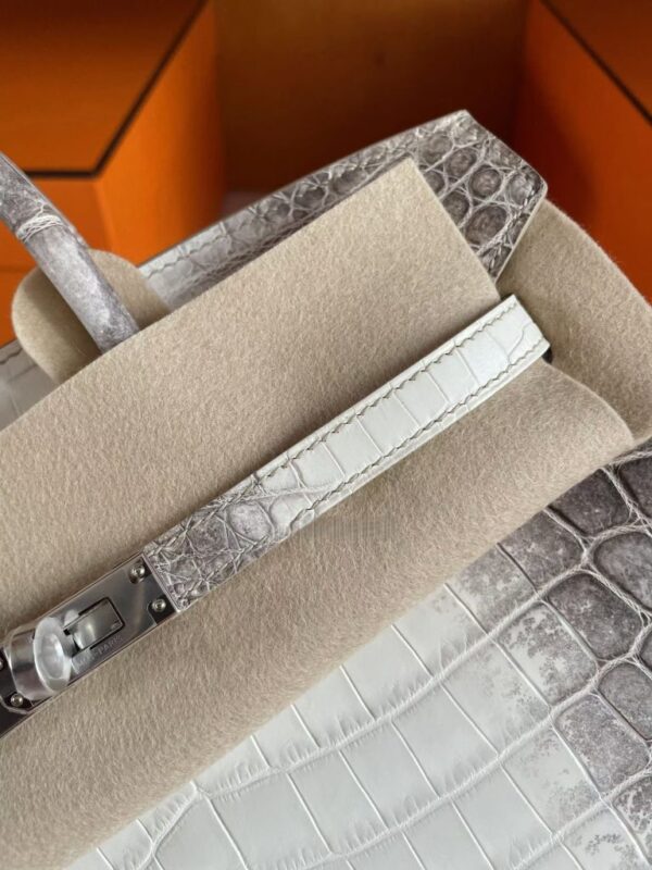 H Factory Bags Birkin Matte Crocodile Leather Himalaya Silver Hardware 25cm Full Handmade Phw