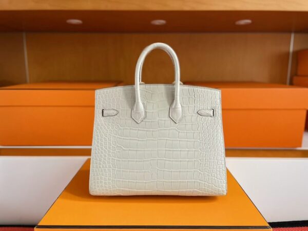 H Factory Bags Birkin Matte Alligator Crocodile Cream White Silver Hardware 20cm Full Handmade Phw