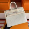 H Factory Bags Birkin Matte Alligator Crocodile Cream White Silver Hardware 20cm Full Handmade Phw