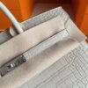 H Factory Bags Birkin Matte Alligator Crocodile Cream White Silver Hardware 20cm Full Handmade Phw