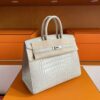 H Factory Bags Birkin Matte Alligator Crocodile Cream White Silver Hardware 20cm Full Handmade Phw