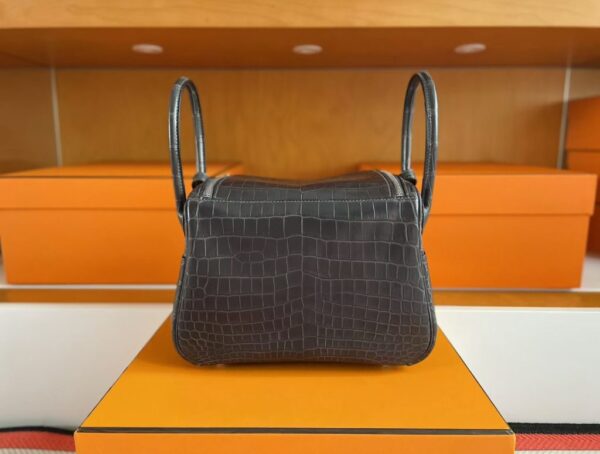 H Factory Bags Lindy Matte Niloticus Crocodile Deep Grey Silver Hardware 26cm Full Handmade Phw