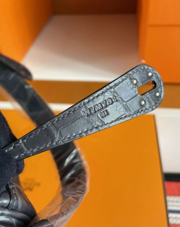 H Factory Bags Lindy Matte Niloticus Crocodile Deep Grey Silver Hardware 26cm Full Handmade Phw