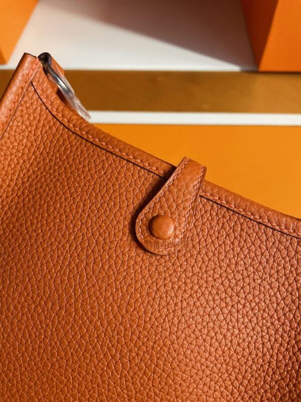 H Factory Bags Mini Evelyne Togo Leather Orange Silver Hardware 16cm Full Handmade
