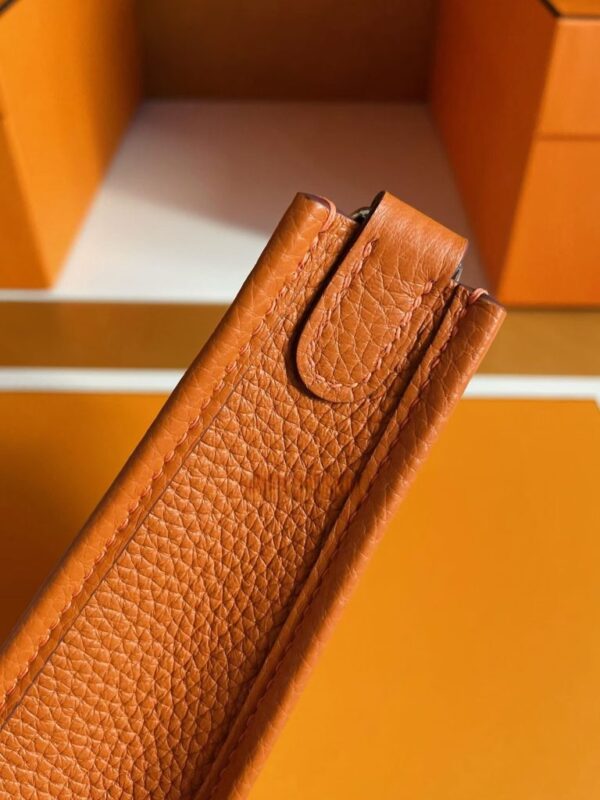 H Factory Bags Mini Evelyne Togo Leather Orange Silver Hardware 16cm Full Handmade
