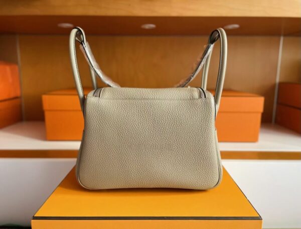 H Factory Bags Lindy Togo Leather Turtledove Grey Silver Hardware 26cm Full Handmade Phw