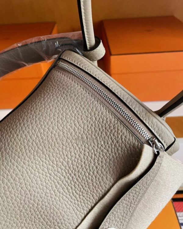 H Factory Bags Lindy Togo Leather Turtledove Grey Silver Hardware 26cm Full Handmade Phw