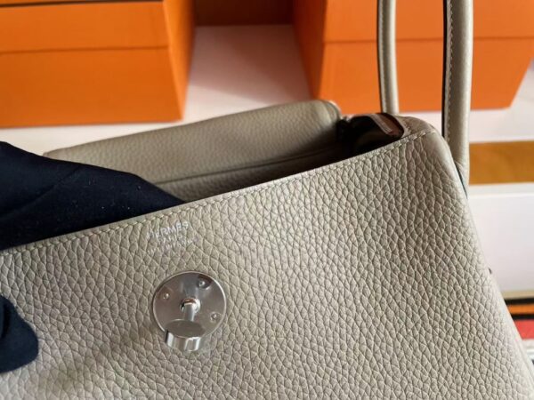 H Factory Bags Lindy Togo Leather Turtledove Grey Silver Hardware 26cm Full Handmade Phw