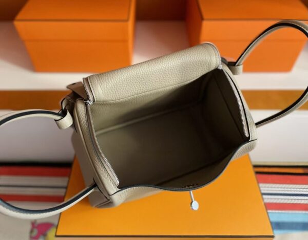 H Factory Bags Lindy Togo Leather Turtledove Grey Silver Hardware 26cm Full Handmade Phw