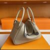 H Factory Bags Lindy Togo Leather Turtledove Grey Silver Hardware 26cm Full Handmade Phw