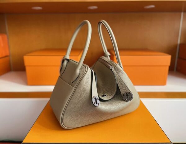 H Factory Bags Lindy Togo Leather Turtledove Grey Silver Hardware 26cm Full Handmade Phw