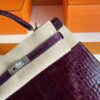 H Factory Bags Kelly Shiny Alligator Crocodile Deep Reddish Violet Silver Hardware 25cm Full Handmade Phw