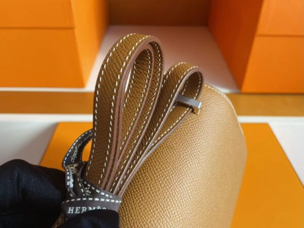 H Factory Bags Constance Epsom Leather CK37 Golden Brown Silver Hardware 18cm Full Handmade