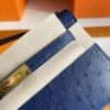 H Factory Bags Mini Kelly Pochette Ostrich Leather Deep Blue Gold Hardware 22cm Full Handmade