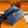H Factory Bags Mini Kelly Pochette Ostrich Leather Deep Blue Gold Hardware 22cm Full Handmade