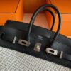 H Factory Bags Birkin Canvas & Swift Leather Black 01 Silver Hardware 25cm Full Handmade