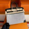 H Factory Bags Birkin Canvas & Swift Leather Black 02 Silver Hardware 25cm Full Handmade