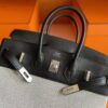 H Factory Bags Birkin Canvas & Swift Leather Black 02 Silver Hardware 25cm Full Handmade