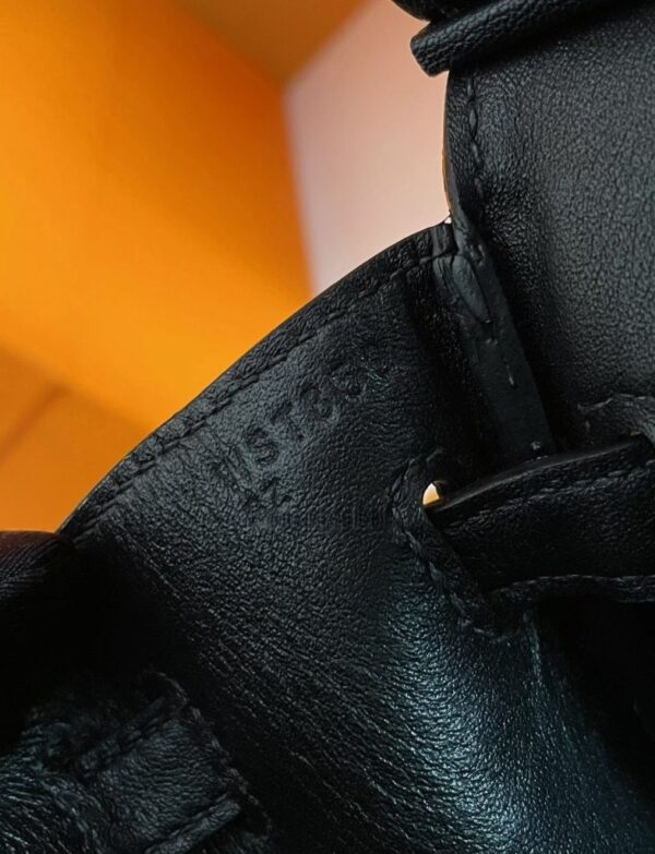 H Factory Bags Birkin Canvas & Swift Leather Black 02 Silver Hardware 25cm Full Handmade