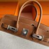 H Factory Bags Birkin Canvas & Swift Leather Golden Brown Silver Hardware 30cm Full Handmade