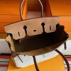 H Factory Bags Birkin Canvas & Swift Leather Golden Brown Silver Hardware 30cm Full Handmade