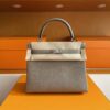 H Factory Bags Kelly Togo Leather Medium Grey Silver Hardware 25cm Full Handmade
