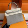 H Factory Bags Kelly Togo Leather Medium Grey Silver Hardware 25cm Full Handmade