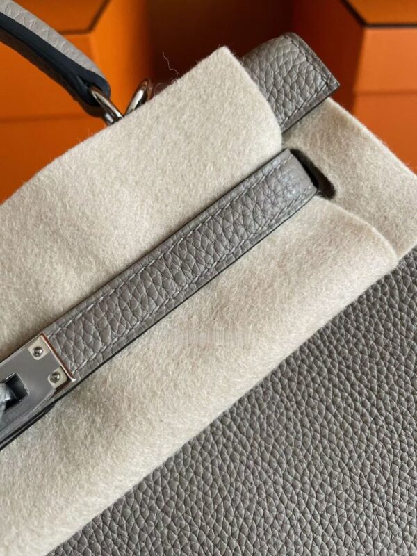 H Factory Bags Kelly Togo Leather Medium Grey Silver Hardware 25cm Full Handmade