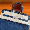 H Factory Bags Birkin Shiny Alligator Crocodile Leather Deep Blue Silver Hardware 25cm Full Handmade