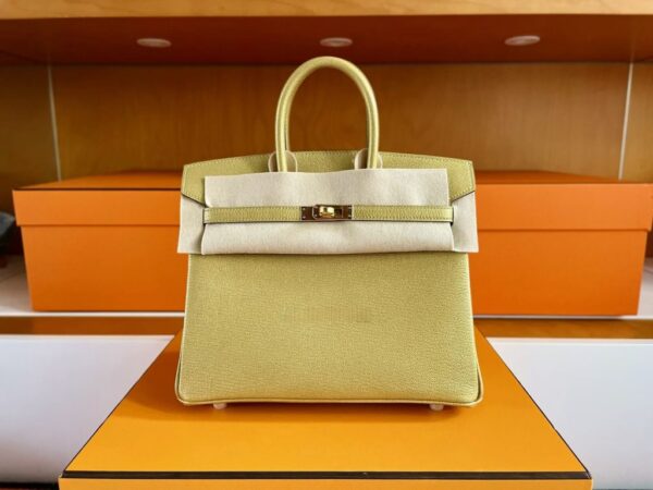 H Factory Bags Birkin Chever Leather Shiny Gold Gold Hardware 25cm Full Handmade