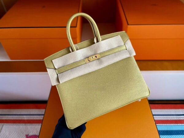 H Factory Bags Birkin Chever Leather Shiny Gold Gold Hardware 25cm Full Handmade