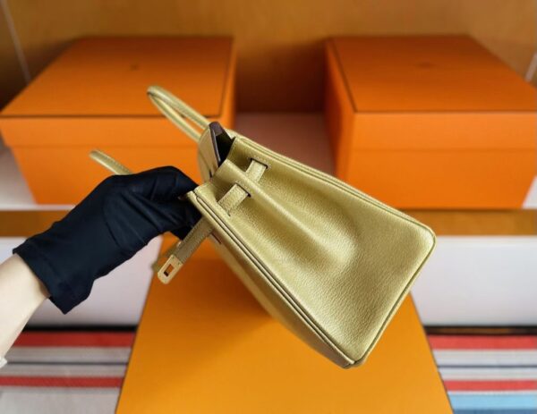 H Factory Bags Birkin Chever Leather Shiny Gold Gold Hardware 25cm Full Handmade