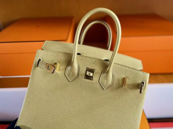 H Factory Bags Birkin Chever Leather Shiny Gold Gold Hardware 25cm Full Handmade