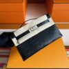 H Factory Bags Mini Kelly Pochette Matte Alligator Crocodile Black Silver Hardware 22cm Full Handmade