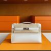 H Factory Bags Mini Kelly Pochette Swift Leather Cream White Silver Hardware 22cm Full Handmade