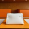 H Factory Bags Mini Kelly Pochette Swift Leather Cream White Silver Hardware 22cm Full Handmade
