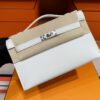 H Factory Bags Mini Kelly Pochette Swift Leather Cream White Silver Hardware 22cm Full Handmade