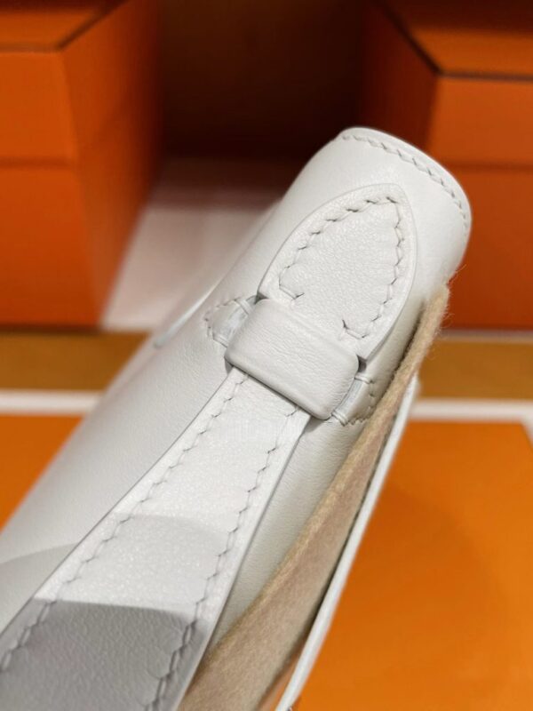 H Factory Bags Mini Kelly Pochette Swift Leather Cream White Silver Hardware 22cm Full Handmade