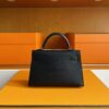 H Factory Bags Mini Kelly Epsom Leather CK89 Black Silver Hardware 19cm Full Handmade
