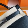H Factory Bags Mini Kelly Epsom Leather CK89 Black Silver Hardware 19cm Full Handmade
