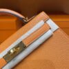 H Factory Bags Mini Kelly Chever Leather Deep Orange Silver Hardware 19cm Full Handmade