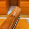 H Factory Bags Mini Kelly Chever Leather Deep Orange Silver Hardware 19cm Full Handmade