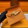 H Factory Bags Mini Kelly Chever Leather Deep Orange Silver Hardware 19cm Full Handmade