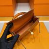 H Factory Bags Mini Kelly Chever Leather Deep Orange Silver Hardware 19cm Full Handmade