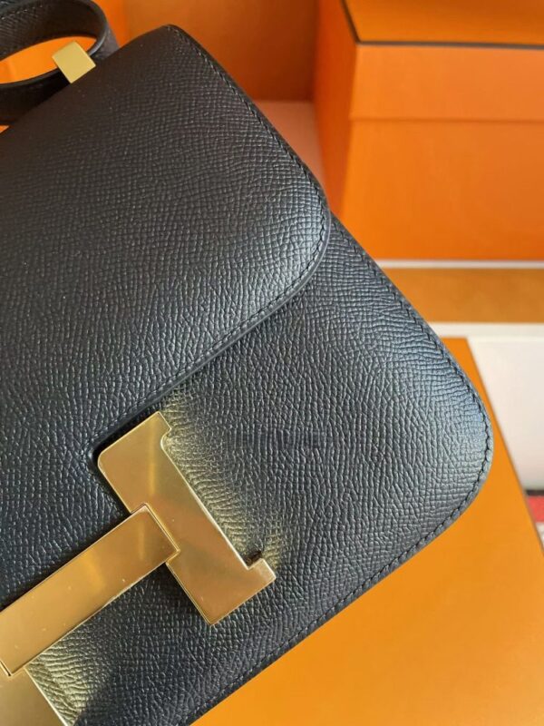 H Factory Bags Constance Epsom Leather CK89 Black Silver Hardware 18cm Full Handmade