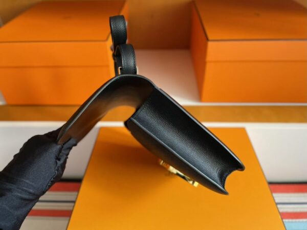 H Factory Bags Constance Epsom Leather CK89 Black Silver Hardware 18cm Full Handmade