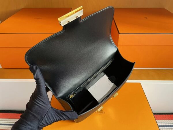 H Factory Bags Constance Epsom Leather CK89 Black Silver Hardware 18cm Full Handmade