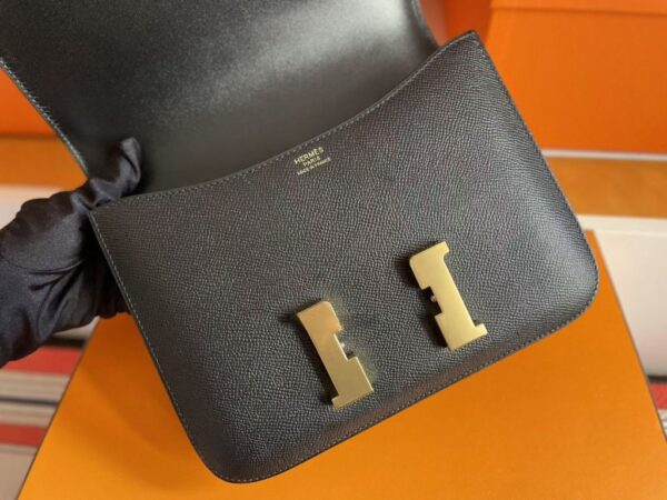 H Factory Bags Constance Epsom Leather CK89 Black Silver Hardware 18cm Full Handmade